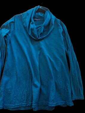 Cut Loose Teal Crinkle Cowl Neck Long Sleeve Tunic